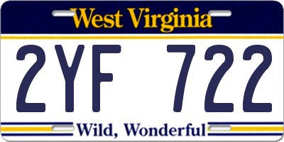 WV license plate 2YF722