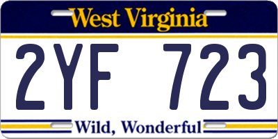 WV license plate 2YF723