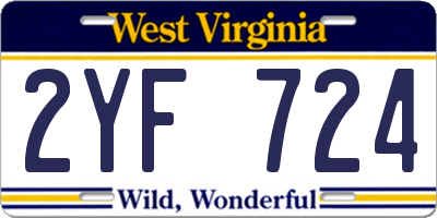 WV license plate 2YF724