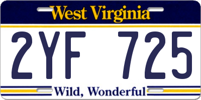WV license plate 2YF725