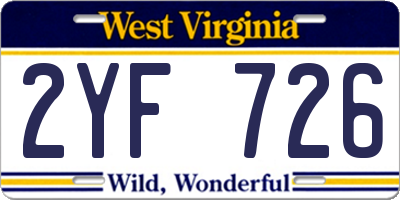 WV license plate 2YF726