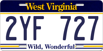 WV license plate 2YF727