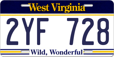 WV license plate 2YF728