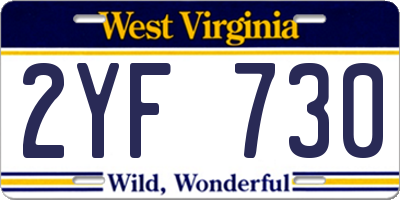 WV license plate 2YF730