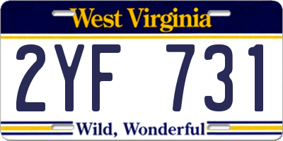 WV license plate 2YF731