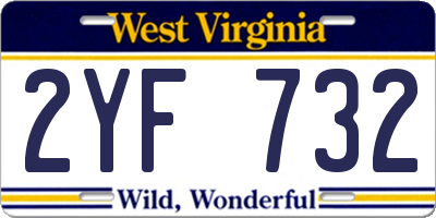 WV license plate 2YF732