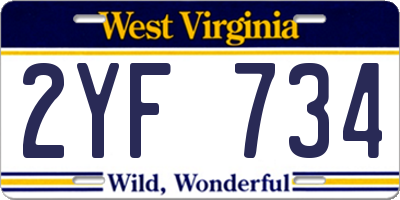 WV license plate 2YF734