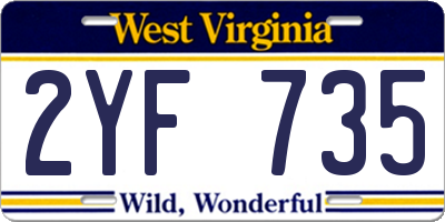 WV license plate 2YF735