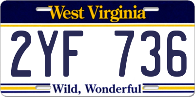 WV license plate 2YF736