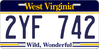 WV license plate 2YF742