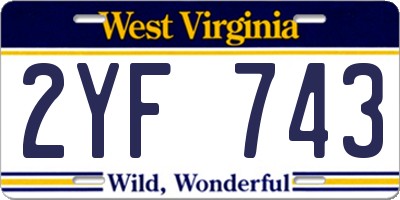 WV license plate 2YF743