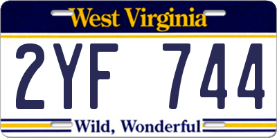 WV license plate 2YF744