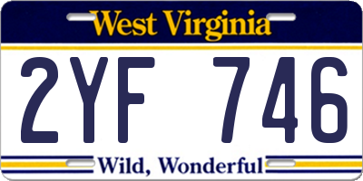 WV license plate 2YF746