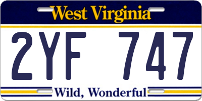 WV license plate 2YF747