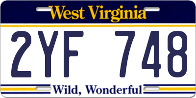 WV license plate 2YF748