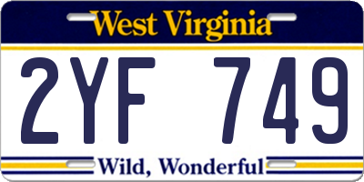 WV license plate 2YF749