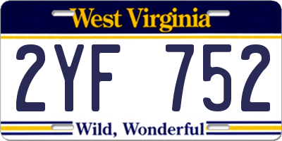 WV license plate 2YF752