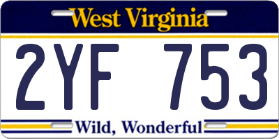 WV license plate 2YF753