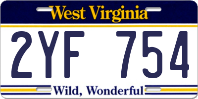 WV license plate 2YF754