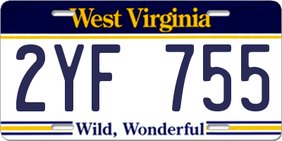WV license plate 2YF755