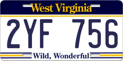 WV license plate 2YF756