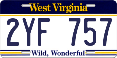 WV license plate 2YF757