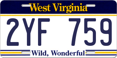 WV license plate 2YF759