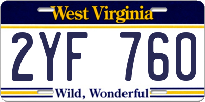 WV license plate 2YF760