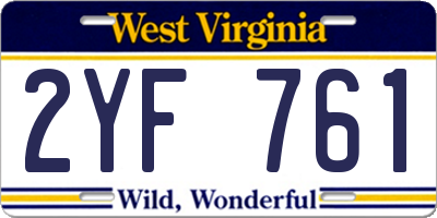 WV license plate 2YF761