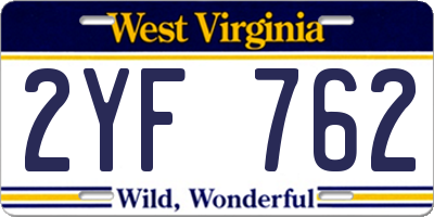 WV license plate 2YF762