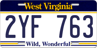 WV license plate 2YF763