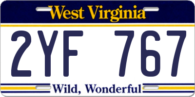 WV license plate 2YF767