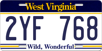 WV license plate 2YF768