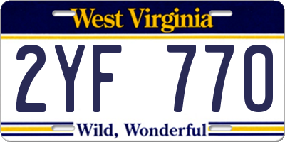 WV license plate 2YF770