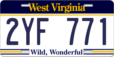 WV license plate 2YF771