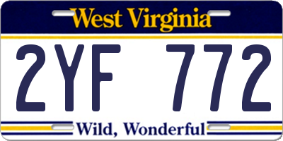 WV license plate 2YF772