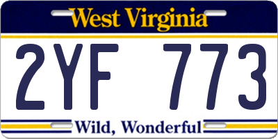 WV license plate 2YF773