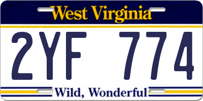 WV license plate 2YF774