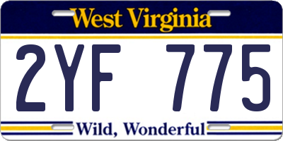 WV license plate 2YF775