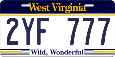 WV license plate 2YF777