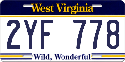 WV license plate 2YF778