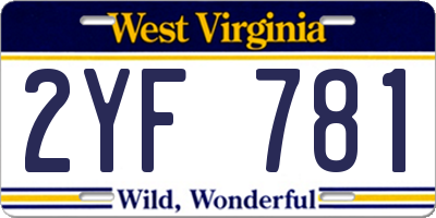 WV license plate 2YF781