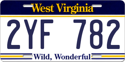WV license plate 2YF782