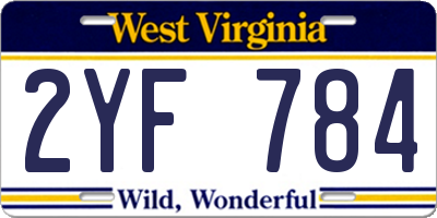 WV license plate 2YF784