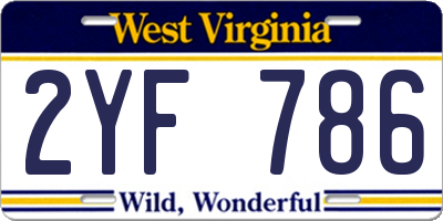 WV license plate 2YF786