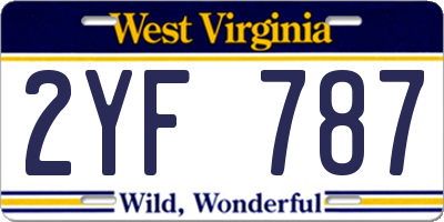 WV license plate 2YF787