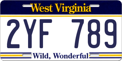 WV license plate 2YF789