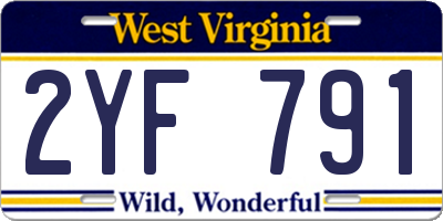 WV license plate 2YF791