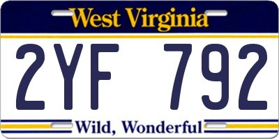 WV license plate 2YF792