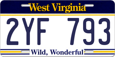 WV license plate 2YF793